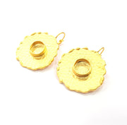 Earring Blank Base Settings Gold Resin Blank Cabochon Bases inlay Blank Mountings Gold Plated Brass (10mm blank) 1 Set  G14522