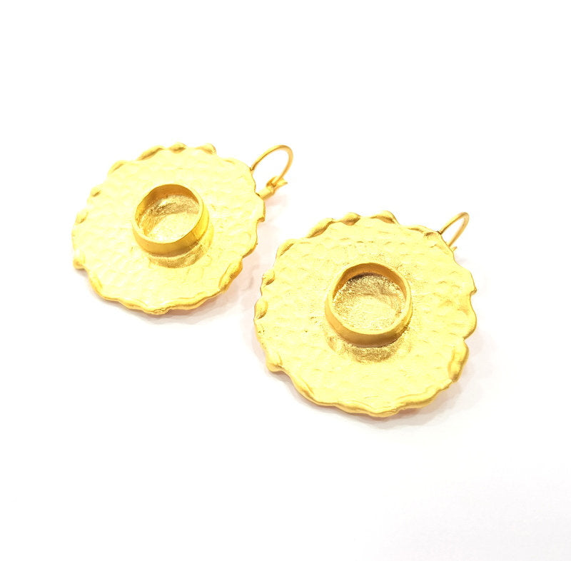 Earring Blank Base Settings Gold Resin Blank Cabochon Bases inlay Blank Mountings Gold Plated Brass (10mm blank) 1 Set  G14522