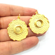 Earring Blank Base Settings Gold Resin Blank Cabochon Bases inlay Blank Mountings Gold Plated Brass (10mm blank) 1 Set  G14522
