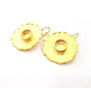 Earring Blank Base Settings Gold Resin Blank Cabochon Bases inlay Blank Mountings Gold Plated Brass (10mm blank) 1 Set  G14522