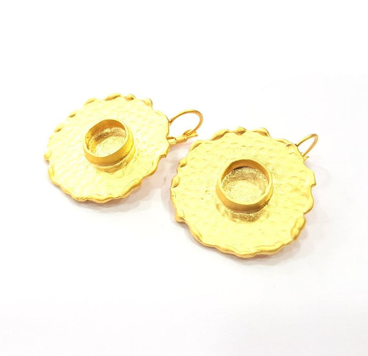 Earring Blank Base Settings Gold Resin Blank Cabochon Bases inlay Blank Mountings Gold Plated Brass (10mm blank) 1 Set  G14522