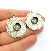 Earring Blank Base Settings Silver Resin Blank Cabochon Base inlay Blank Mountings Antique Silver Plated Brass (10mm blank) 1 Set  G14523