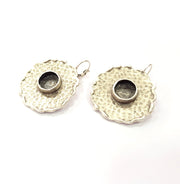 Earring Blank Base Settings Silver Resin Blank Cabochon Base inlay Blank Mountings Antique Silver Plated Brass (10mm blank) 1 Set  G14523