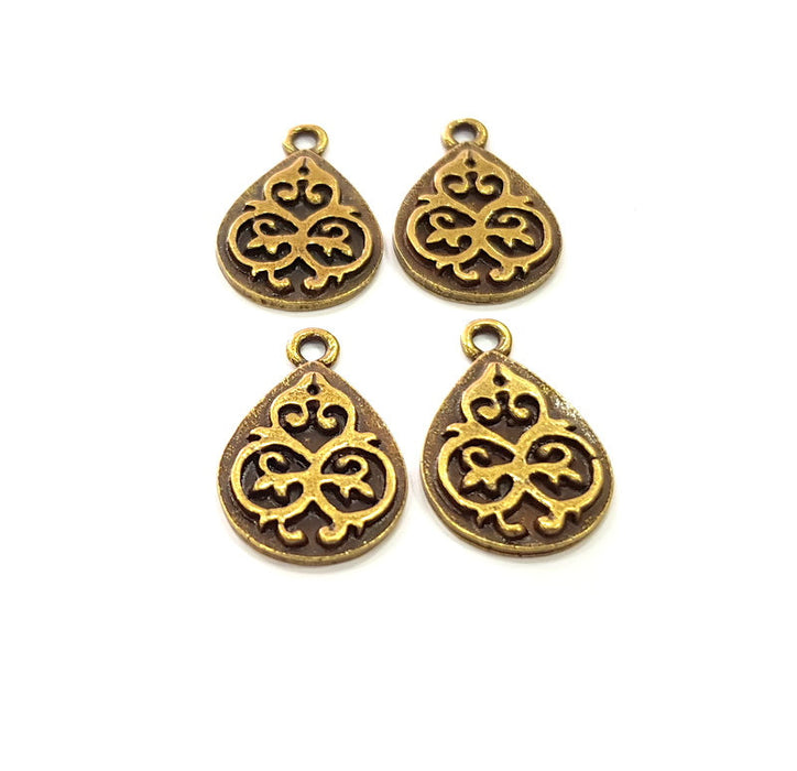 6 Drop Charm Antique Bronze Charm Antique Bronze Plated Metal  (22x14mm) G14526