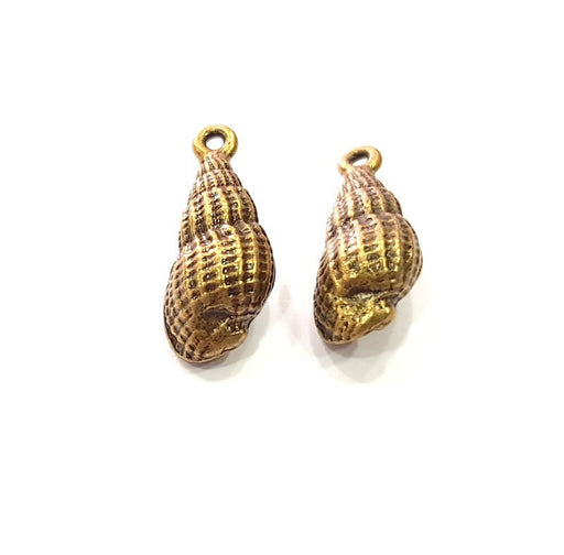 2 Oyster Charms Shell Charm Mussel Charms Sea Ocean Antique Bronze Charm Antique Bronze Plated Metal  (24x11mm) G14531