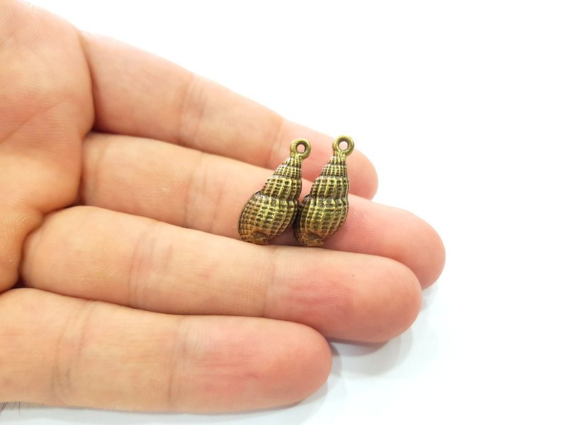 2 Oyster Charms Shell Charm Mussel Charms Sea Ocean Antique Bronze Charm Antique Bronze Plated Metal  (24x11mm) G14531