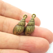 2 Oyster Charms Shell Charm Mussel Charms Sea Ocean Antique Bronze Charm Antique Bronze Plated Metal  (24x11mm) G14531