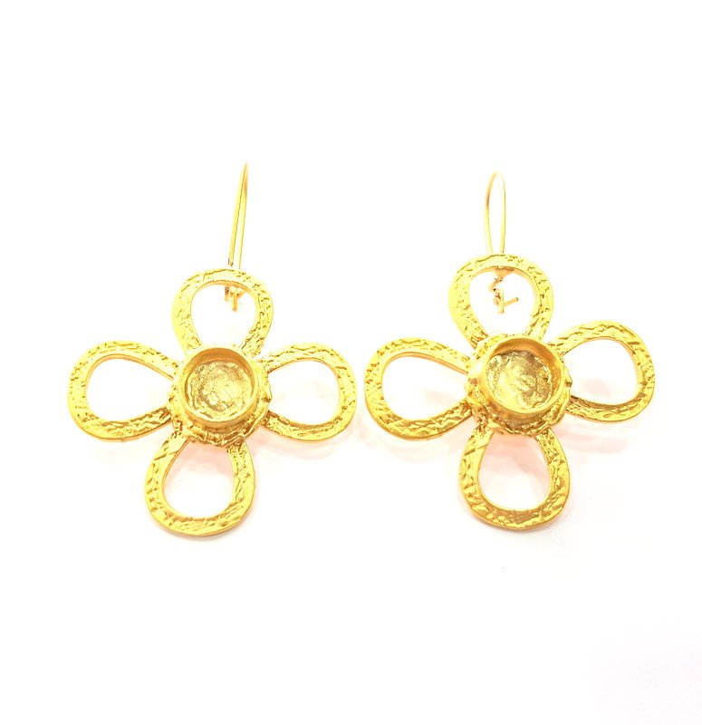 Earring Blank Base Settings Gold Resin Blank Cabochon Bases inlay Blank Mountings Gold Plated Brass (10mm blank) 1 Set  G14532