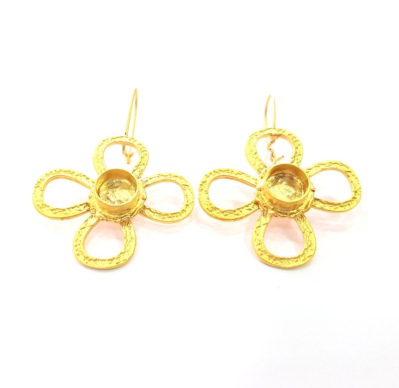 Earring Blank Base Settings Gold Resin Blank Cabochon Bases inlay Blank Mountings Gold Plated Brass (10mm blank) 1 Set  G14532