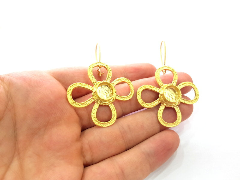 Earring Blank Base Settings Gold Resin Blank Cabochon Bases inlay Blank Mountings Gold Plated Brass (10mm blank) 1 Set  G14532