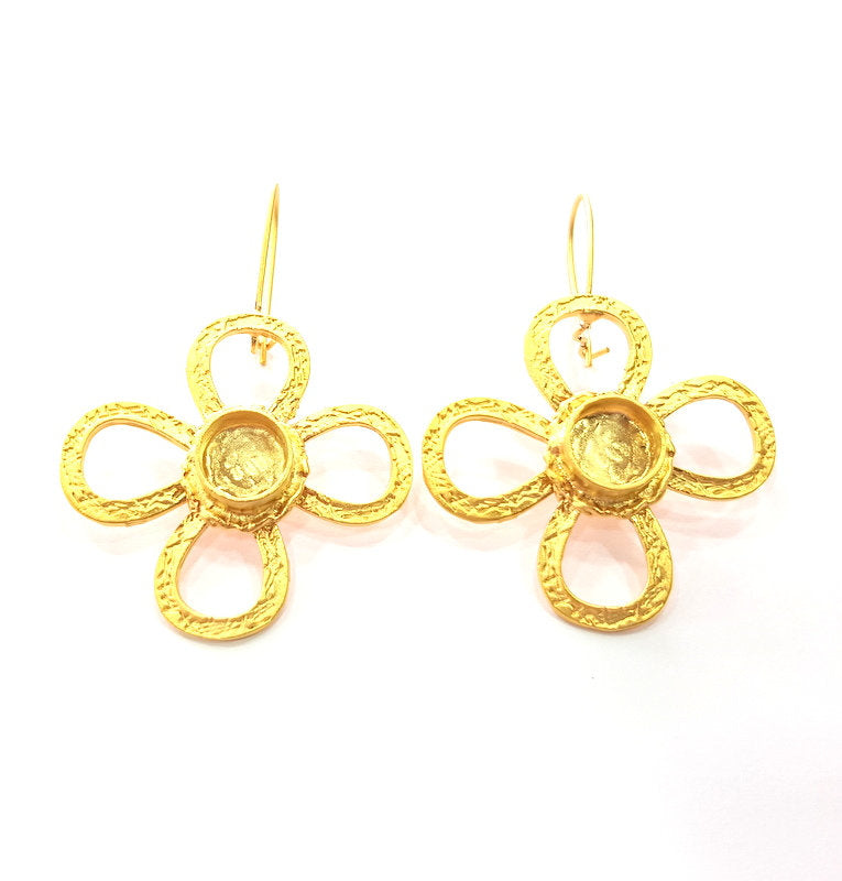 Earring Blank Base Settings Gold Resin Blank Cabochon Bases inlay Blank Mountings Gold Plated Brass (10mm blank) 1 Set  G14532