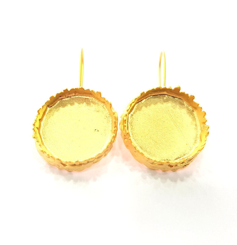 Earring Blank Base Settings Gold Resin Blank Cabochon Bases inlay Blank Mountings Gold Plated Brass (25mm blank) 1 Set  G14533