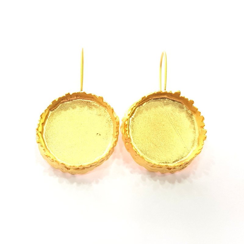 Earring Blank Base Settings Gold Resin Blank Cabochon Bases inlay Blank Mountings Gold Plated Brass (25mm blank) 1 Set  G14533