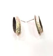 Earring Blank Base Settings Silver Resin Blank Cabochon Base inlay Blank Mountings Antique Silver Plated Brass (22x8mm blank) 1 Set  G14536