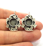 Earring Blank Base Settings Silver Resin Blank Cabochon Base inlay Blank Mountings Antique Silver Plated Brass (10mm blank) 1 Set  G14538