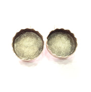 Earring Blank Base Settings Silver Resin Blank Cabochon Base inlay Blank Mountings Antique Silver Plated Brass (25mm blank) 1 Set  G14540