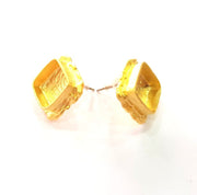 Earring Blank Base Settings Gold Resin Blank Cabochon Bases inlay Blank Mountings Gold Plated Brass (10x10mm blank) 1 Set  G14541