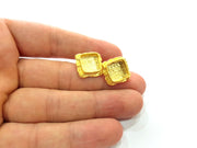 Earring Blank Base Settings Gold Resin Blank Cabochon Bases inlay Blank Mountings Gold Plated Brass (10x10mm blank) 1 Set  G14541