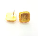Earring Blank Base Settings Gold Resin Blank Cabochon Bases inlay Blank Mountings Gold Plated Brass (10x10mm blank) 1 Set  G14541