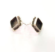 Earring Blank Base Settings Silver Resin Blank Cabochon Base inlay Blank Mountings Antique Silver Plated Brass (10mm blank) 1 Set  G14542