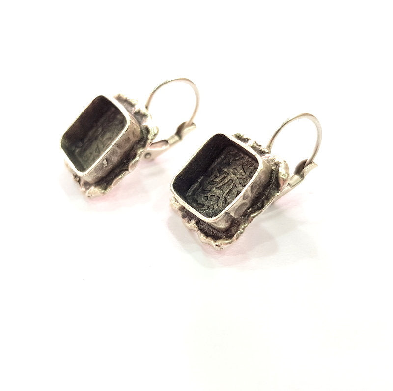 Earring Blank Base Settings Silver Resin Blank Cabochon Base inlay Blank Mountings Antique Silver Plated Brass (10mm blank) 1 Set  G14544