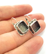 Earring Blank Base Settings Silver Resin Blank Cabochon Base inlay Blank Mountings Antique Silver Plated Brass (10mm blank) 1 Set  G14544
