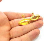 Earring Blank Base Settings Gold Resin Blank Cabochon Bases inlay Blank Mountings Gold Plated Brass (22x8 mm blank) 1 Set  G14545
