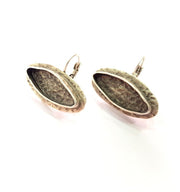 Earring Blank Base Settings Silver Resin Blank Cabochon Base inlay Blank Mountings Antique Silver Plated Brass (22x8mm blank) 1 Set  G14546