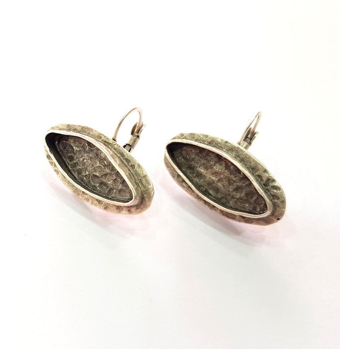 Earring Blank Base Settings Silver Resin Blank Cabochon Base inlay Blank Mountings Antique Silver Plated Brass (22x8mm blank) 1 Set  G14546