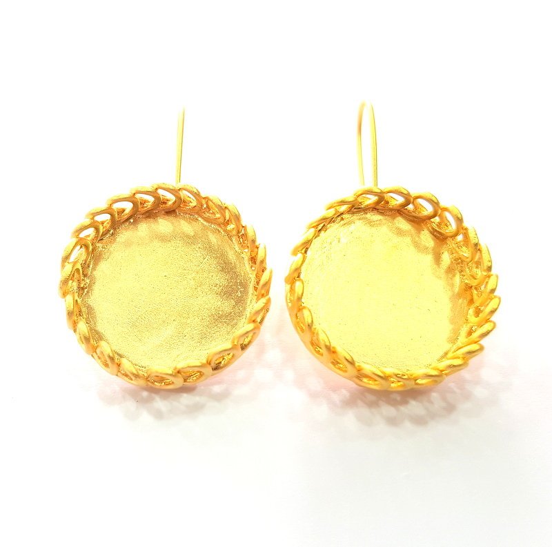 Earring Blank Base Settings Gold Resin Blank Cabochon Bases inlay Blank Mountings Gold Plated Brass (25mm blank) 1 Set  G14549