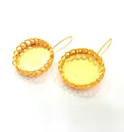 Earring Blank Base Settings Gold Resin Blank Cabochon Bases inlay Blank Mountings Gold Plated Brass (25mm blank) 1 Set  G14549