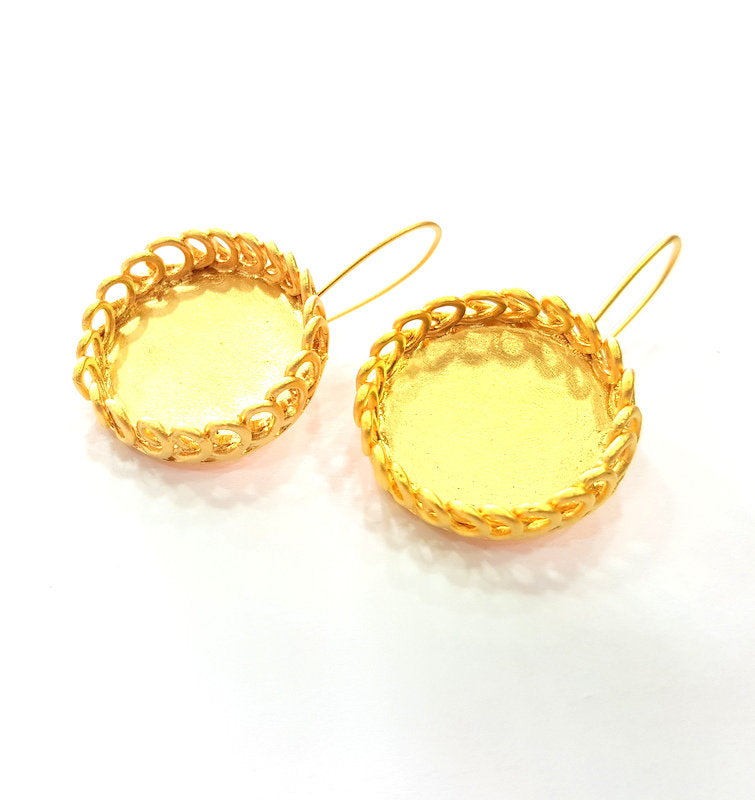 Earring Blank Base Settings Gold Resin Blank Cabochon Bases inlay Blank Mountings Gold Plated Brass (25mm blank) 1 Set  G14549