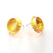 Earring Blank Base Settings Gold Resin Blank Cabochon Bases inlay Blank Mountings Gold Plated Brass (14mm blank) 1 Set  G14550