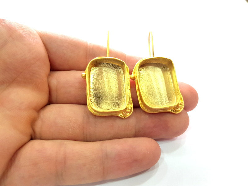 Earring Blank Base Settings Silver Resin Blank Cabochon Base inlay Blank Mountings Antique Silver Plated Brass (25x18mm blank) 1 Set  G14552