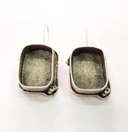 Earring Blank Base Settings Silver Resin Blank Cabochon Base inlay Blank Mountings Antique Silver Plated Brass (25x18mm blank) 1 Set  G14553