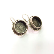 Earring Blank Base Settings Silver Resin Blank Cabochon Base inlay Blank Mountings Antique Silver Plated Brass (14mm blank) 1 Set  G14556