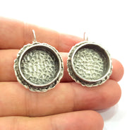 Earring Blank Backs Base Settings Silver Resin Blank Cabochon Base inlay Mountings Antique Silver Plated Brass (20mm blank) 1 Set  G15411