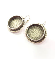 Earring Blank Backs Base Settings Silver Resin Blank Cabochon Base inlay Mountings Antique Silver Plated Brass (20mm blank) 1 Set  G15411