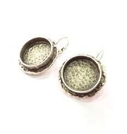 Earring Blank Backs Base Settings Silver Resin Blank Cabochon Base inlay Mountings Antique Silver Plated Brass (20mm blank) 1 Set  G15411
