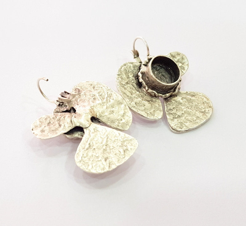 Earring Blank Base Settings Silver Resin Blank Cabochon Bases inlay Blank Mountings Antique Silver Plated Brass (10mm blank ) 1 Set  G14239
