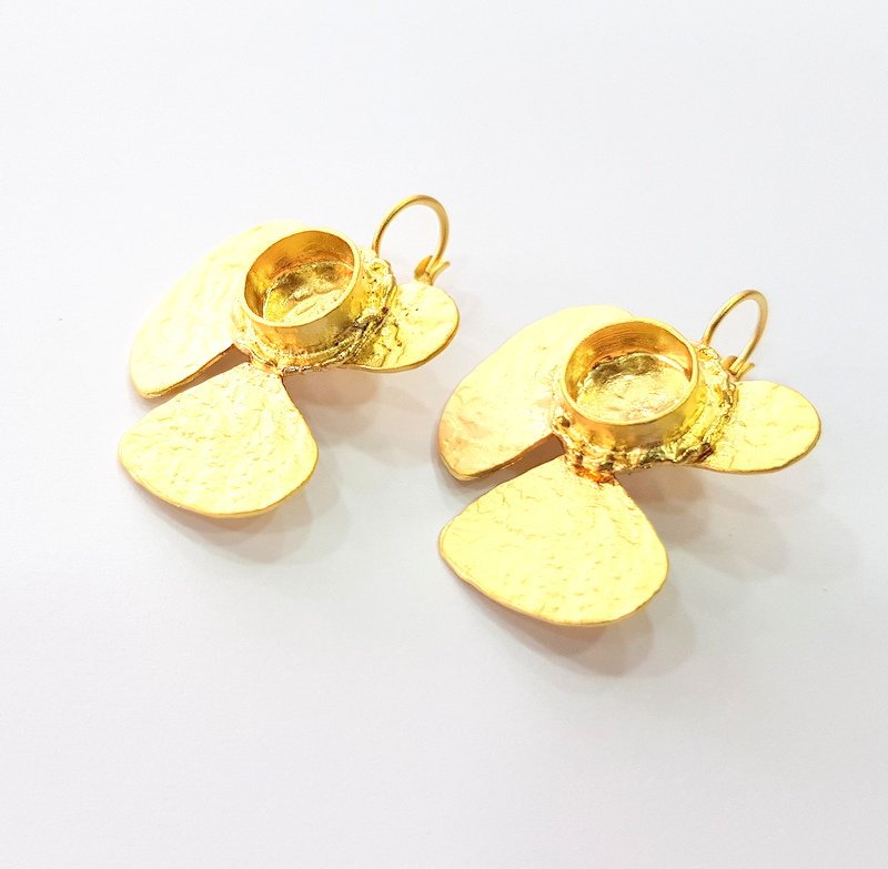 Earring Blank Base Settings Gold Resin Blank Cabochon Bases inlay Blank Mountings Matte Gold Plated Brass (10mm blank ) 1 Set  G14240
