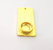 Hammared Blank Charm Gold Pendant Gold Plated Metal (10mm blank)  G11348