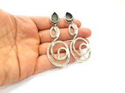 Earring Blank Base Settings Silver Resin Blank Cabochon Base inlay Blank Mountings Antique Silver Plated Brass (14x10mm blank) 1 Set  G14247