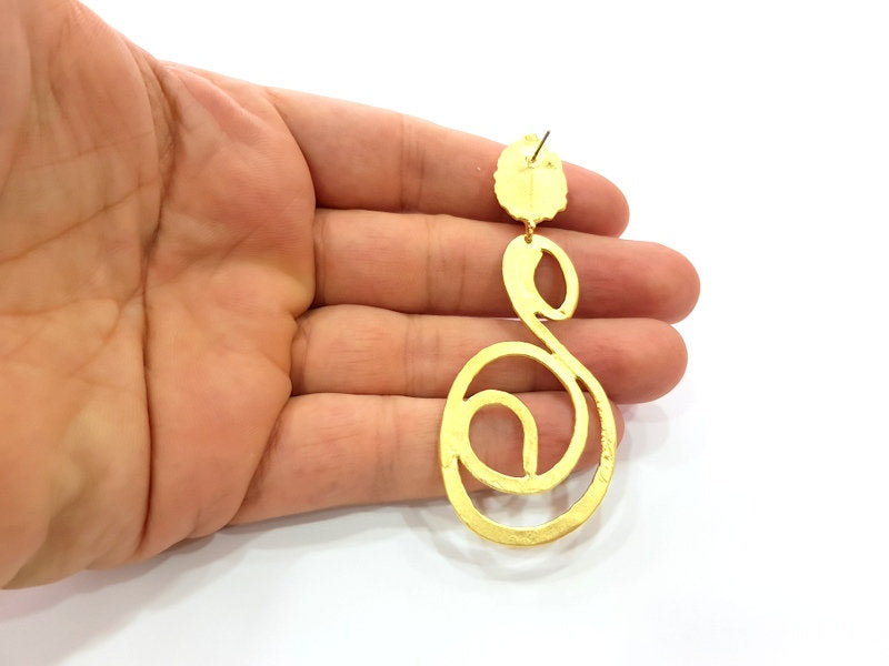 Earring Blank Base Settings Gold Resin Blank Cabochon Bases inlay Blank Mountings Matte Gold Plated Brass (14x10mm blank ) 1 Set  G14248