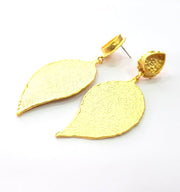 Earring Blank Base Settings Gold Resin Blank Cabochon Bases inlay Blank Mountings Matte Gold Plated Brass (14x10mm blank ) 1 Set  G14250