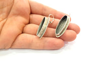 Earring Blank Base Settings Silver Resin Blank Cabochon Base inlay Blank Mountings Antique Silver Plated Brass (29x8mm blank) 1 Set  G14251