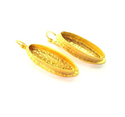 Earring Blank Base Settings Gold Resin Blank Cabochon Bases inlay Blank Mountings Matte Gold Plated Brass (29x8mm blank ) 1 Set  G14252