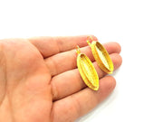 Earring Blank Base Settings Gold Resin Blank Cabochon Bases inlay Blank Mountings Matte Gold Plated Brass (29x8mm blank ) 1 Set  G14252