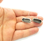 Earring Blank Base Settings Silver Resin Blank Cabochon Base inlay Blank Mountings Antique Silver Plated Brass (20x7mm blank) 1 Set  G14253