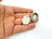 Earring Blank Base Settings Silver Resin Blank Cabochon Base inlay Blank Mountings Antique Silver Plated Brass (25x18mm blank) 1 Set  G16605